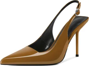 Zamikoo Slingback Heels for Women Pointed Toe Slip On Stilettos High Heel Pumps Shoes 4 Inches