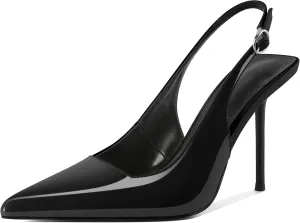 Zamikoo Slingback Heels for Women Pointed Toe Slip On Stilettos High Heel Pumps Shoes 4 Inches