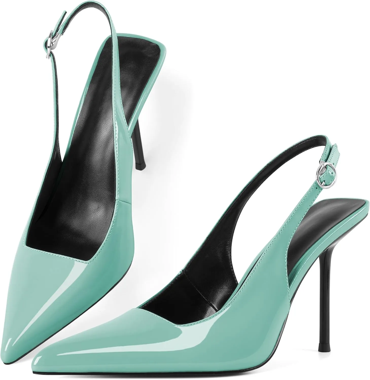 Zamikoo Slingback Heels for Women Pointed Toe Slip On Stilettos High Heel Pumps Shoes 4 Inches