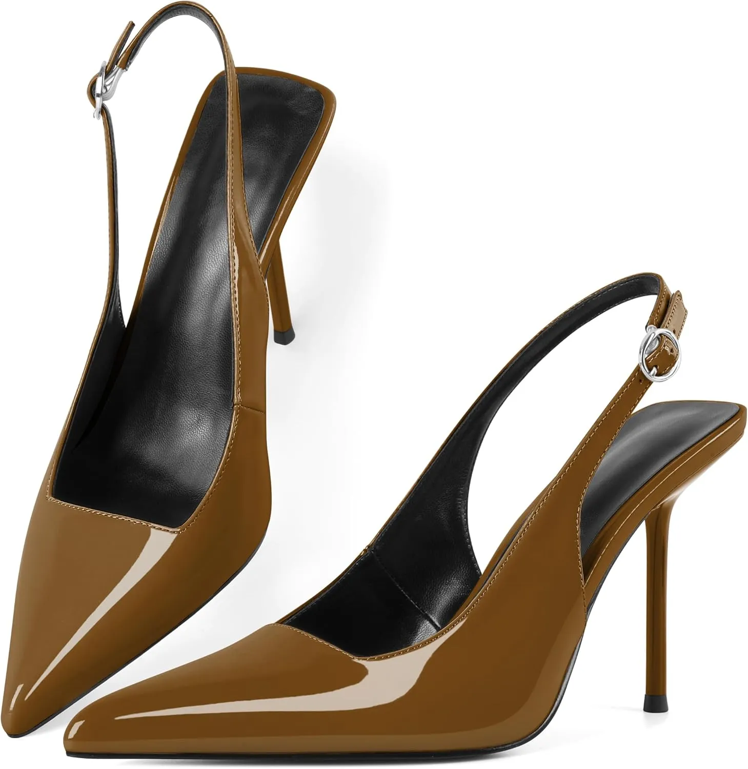 Zamikoo Slingback Heels for Women Pointed Toe Slip On Stilettos High Heel Pumps Shoes 4 Inches