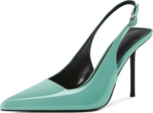Zamikoo Slingback Heels for Women Pointed Toe Slip On Stilettos High Heel Pumps Shoes 4 Inches