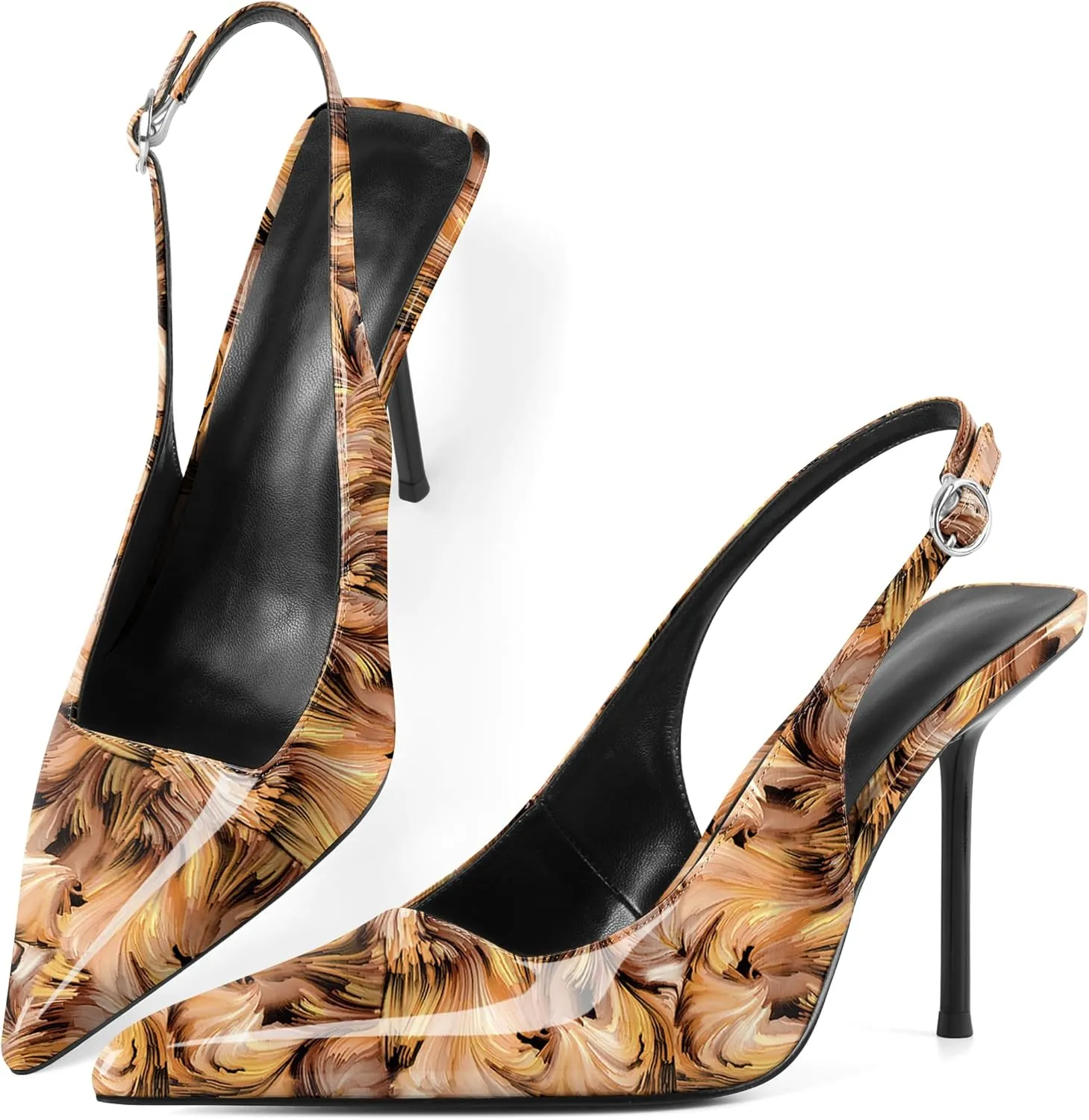Zamikoo Slingback Heels for Women Pointed Toe Slip On Stilettos High Heel Pumps Shoes 4 Inches