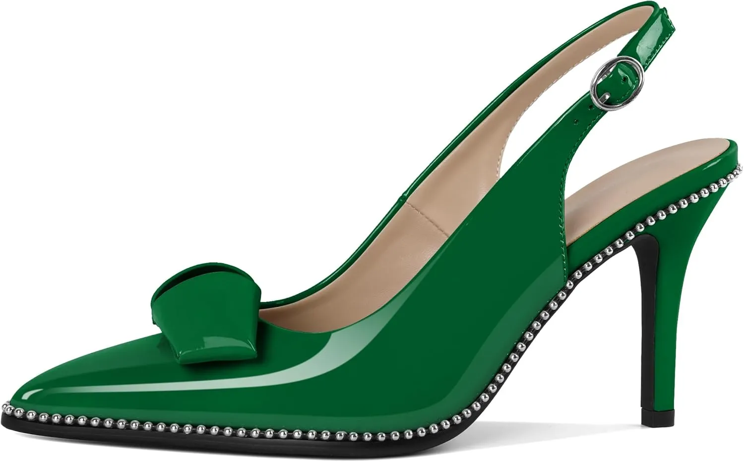 Zamikoo Slingback Heels for Women Pointed Toe Slip On Stilettos High Heel Pumps Shoes Dressy 3 Inches
