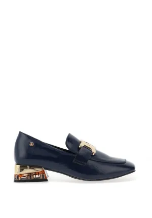 Zanni & Co. Laocai Patent Effect Heeled Loafers, Royal Blue