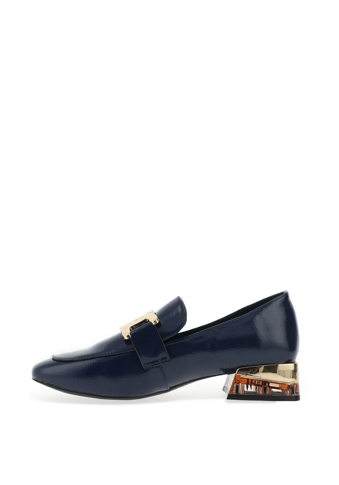 Zanni & Co. Laocai Patent Effect Heeled Loafers, Royal Blue