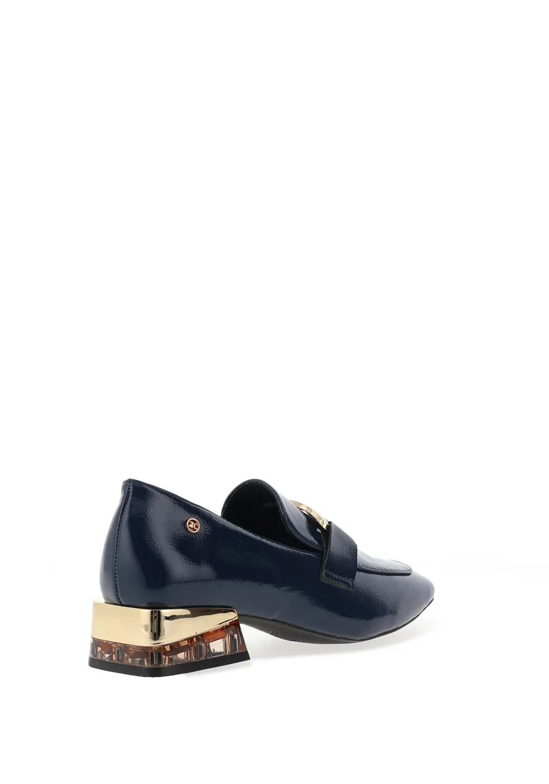 Zanni & Co. Laocai Patent Effect Heeled Loafers, Royal Blue