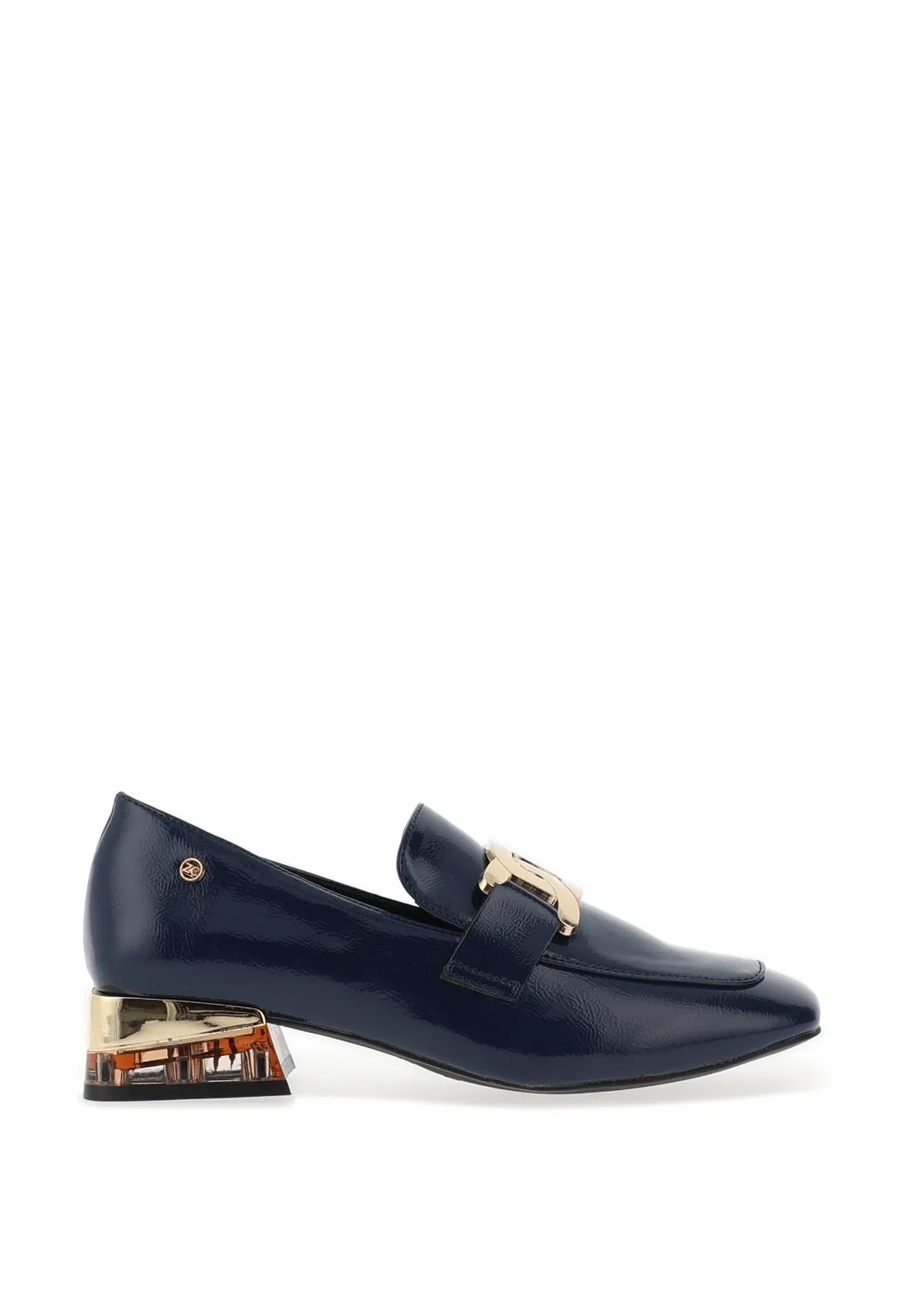 Zanni & Co. Laocai Patent Effect Heeled Loafers, Royal Blue