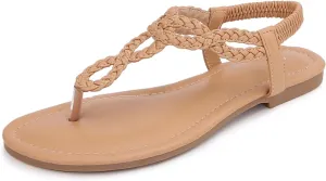 zeetoo Women's Flat Sandals Summer T-StrapThong Bohemian Casual Comfortable Dressy Sandals for Women
