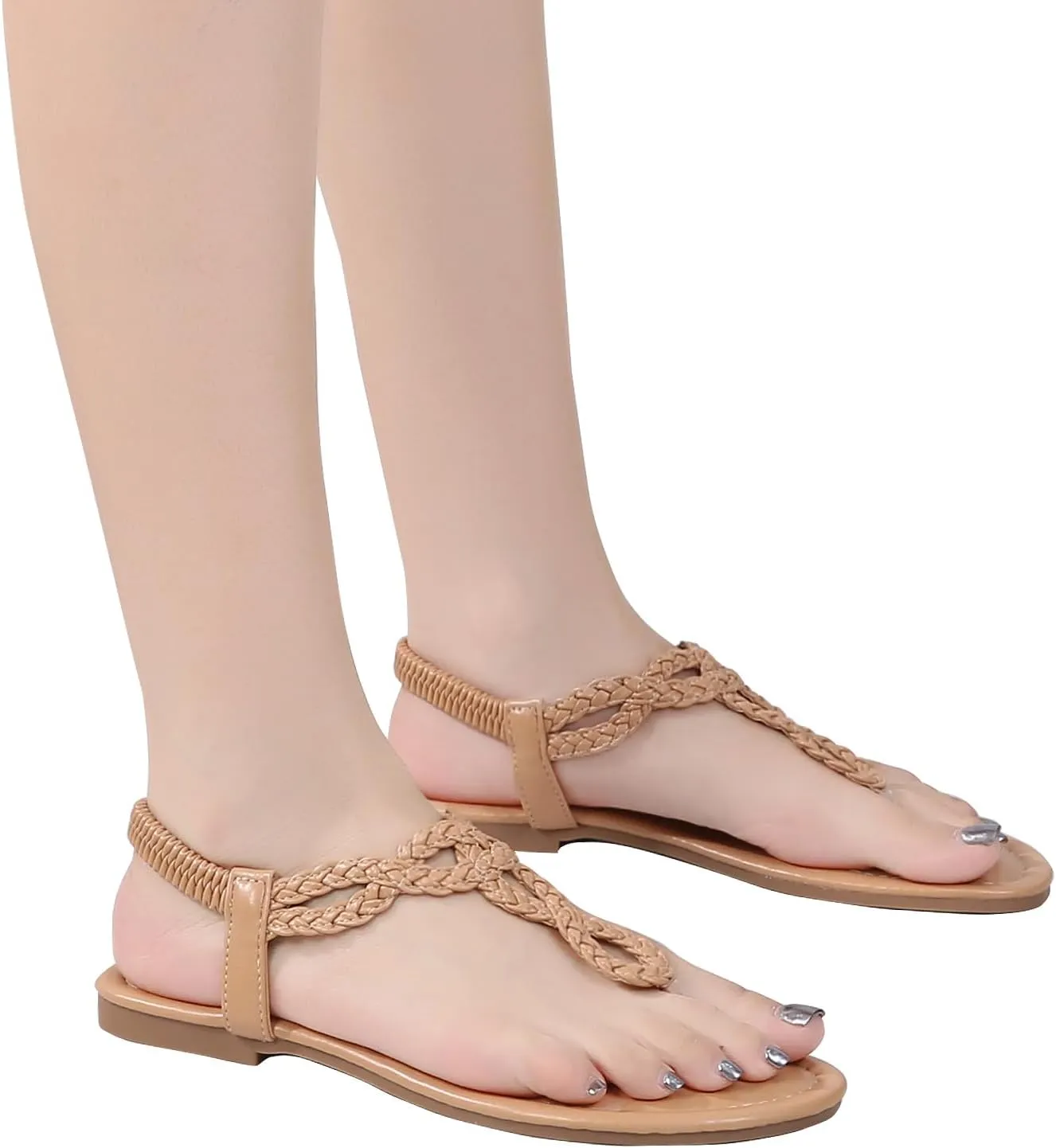 zeetoo Women's Flat Sandals Summer T-StrapThong Bohemian Casual Comfortable Dressy Sandals for Women