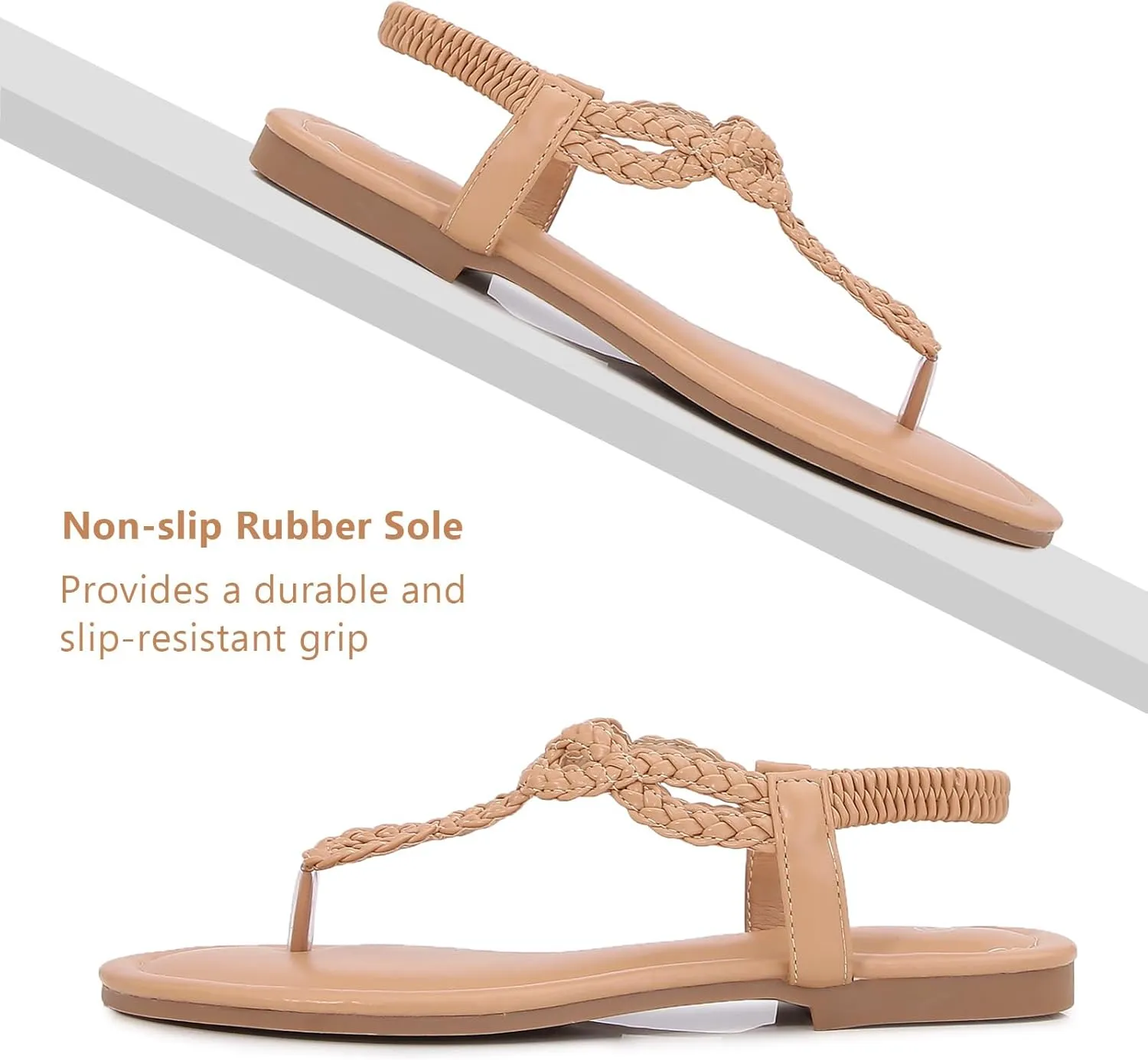 zeetoo Women's Flat Sandals Summer T-StrapThong Bohemian Casual Comfortable Dressy Sandals for Women