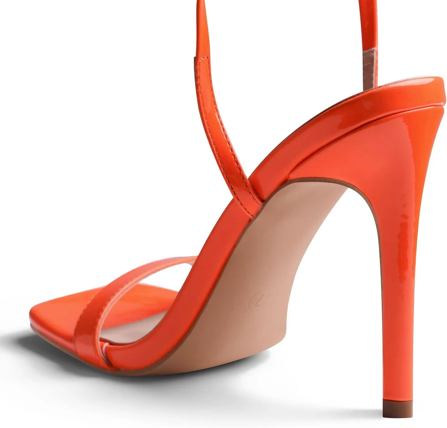 Zhabtuc Women Strappy Heeled Sandals Sexy Ankle Strap Lace Up Square Toe High Heels for Party Evening Sandals Shoes Orange