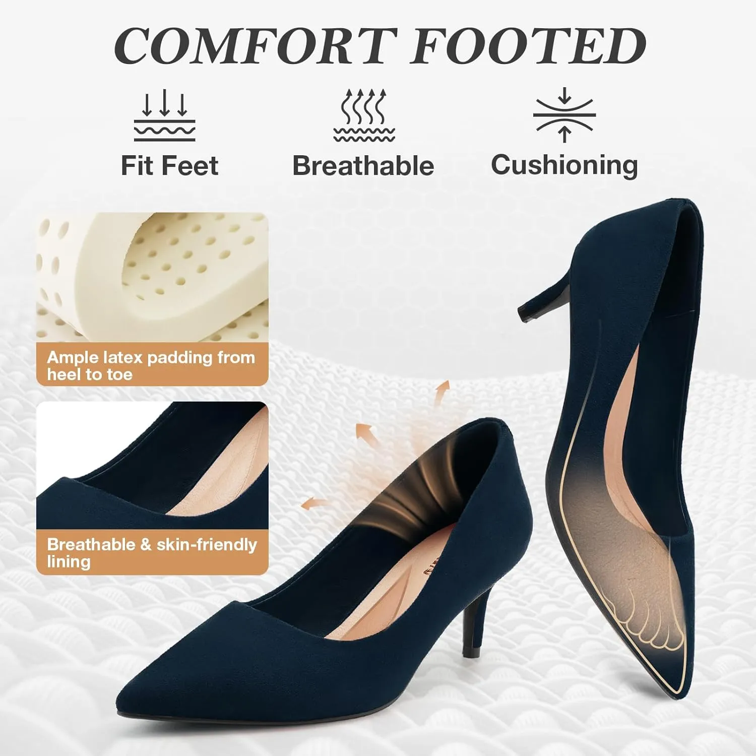 ZURIN Women's Pointed Toe Comfortable Stiletto Heels Closed Toe Dress Pumps Shoes for Wedding Work Office Business
