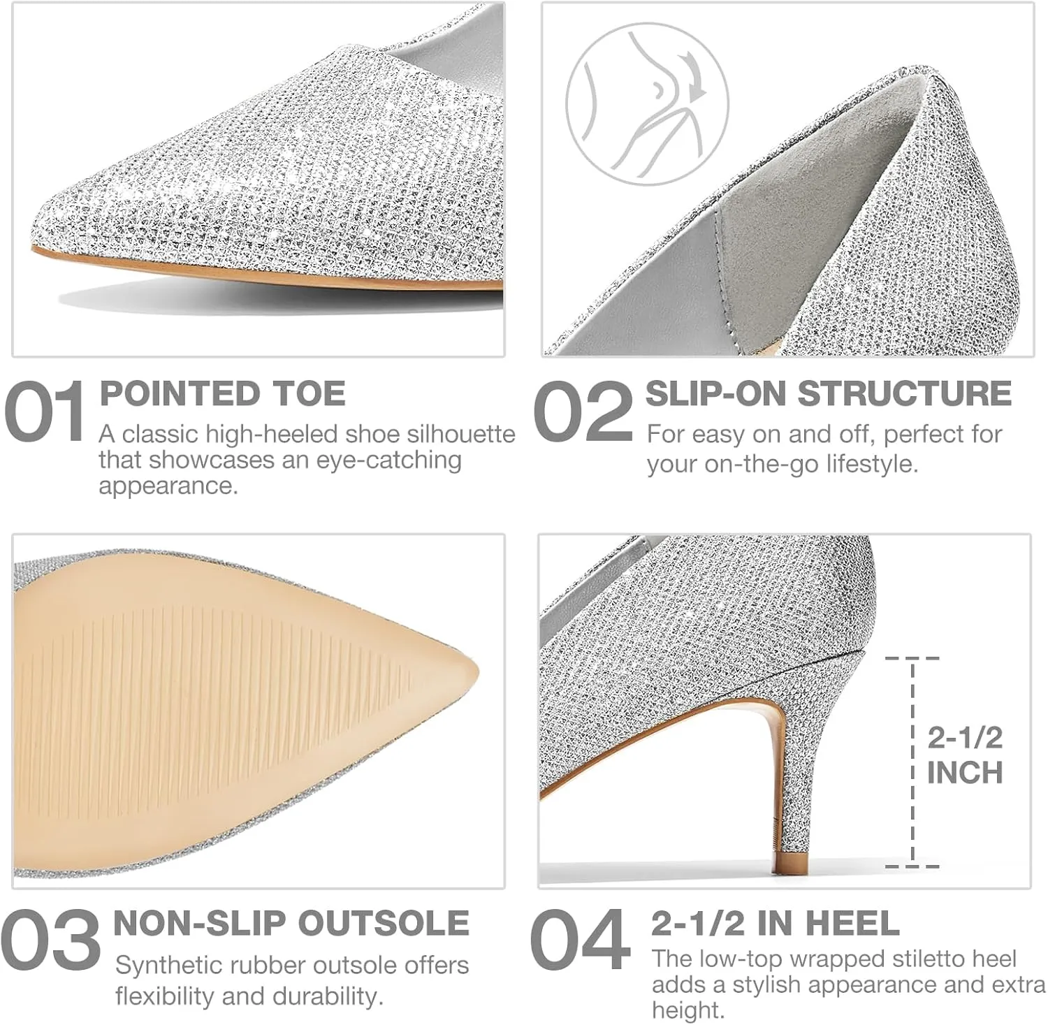 ZURIN Women's Pointed Toe Comfortable Stiletto Heels Closed Toe Dress Pumps Shoes for Wedding Work Office Business