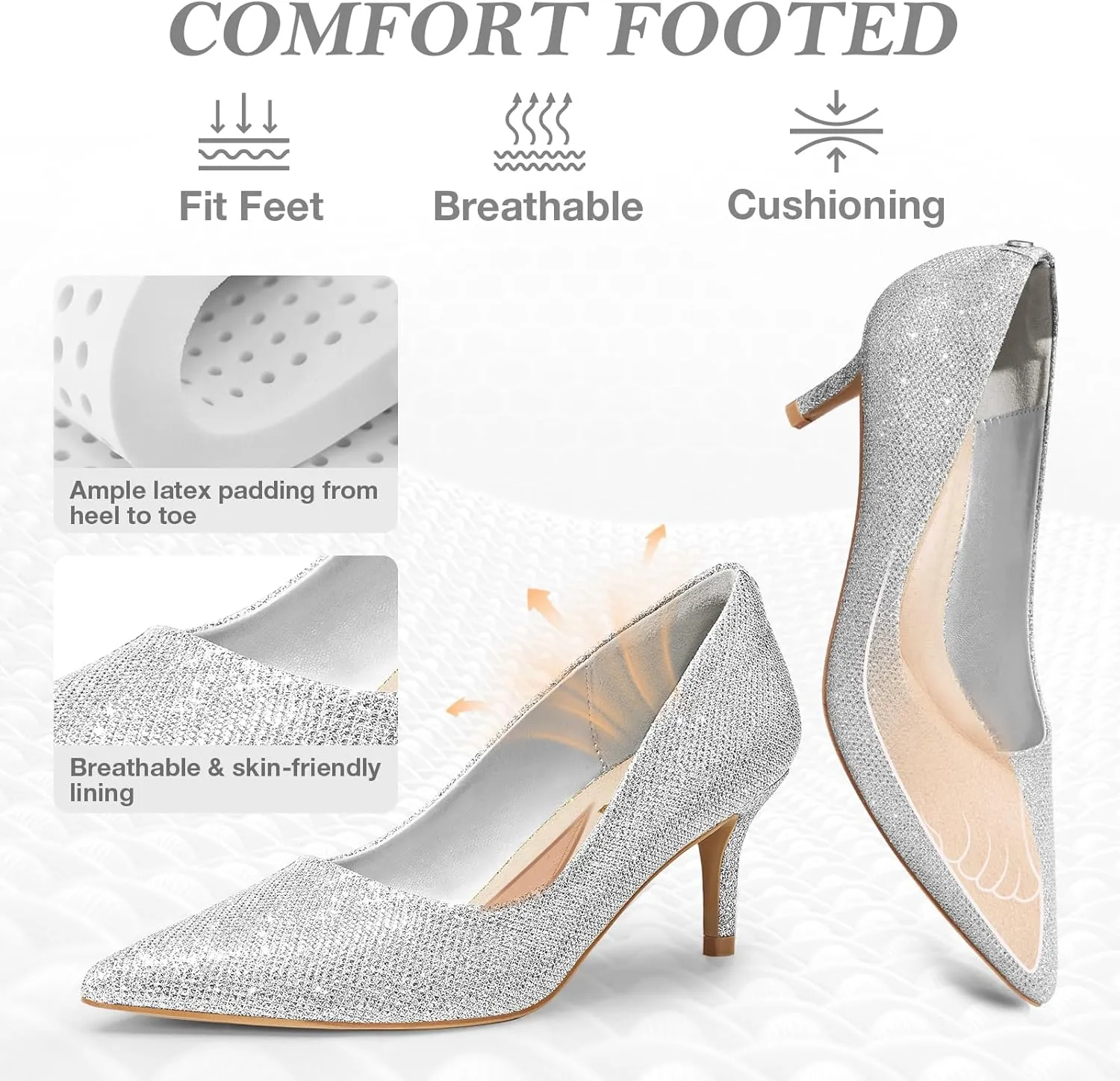 ZURIN Women's Pointed Toe Comfortable Stiletto Heels Closed Toe Dress Pumps Shoes for Wedding Work Office Business